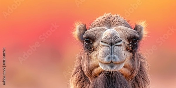 Obraz portrait of a camel, Copy space banner, funny animal postcard and print template and design