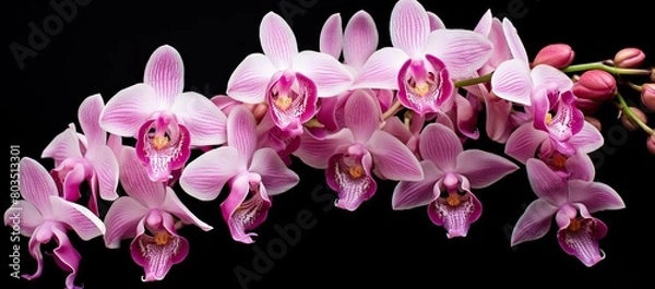 Fototapeta Pink flowers on black background