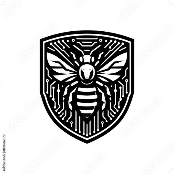 Fototapeta bee, wasp, hornet silhouette in animal cyberpunk, modern futuristic illustration