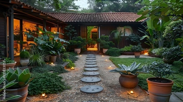 Fototapeta Evening Escape: A Serene Garden Retreat