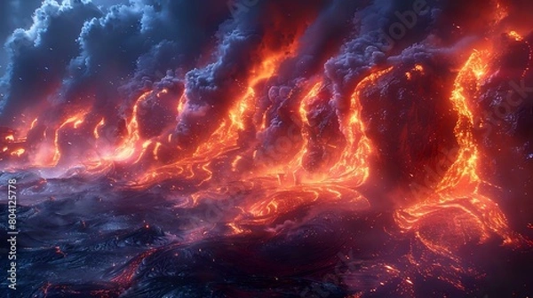 Fototapeta Lava Flow: A Dynamic and Vivid Visualization of Raw Power