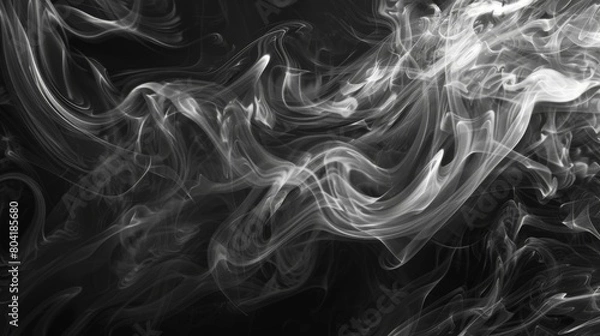 Fototapeta Swirling smoke patterns in shades of black and white create a mysterious texture.