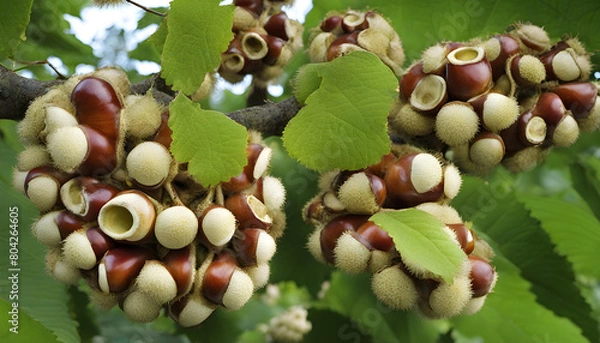 Fototapeta Medicinal plants: fruit of the horse chestnut (Aesculus hippocastanum)