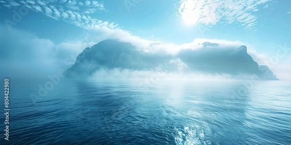 Fototapeta Sea, sky and mountain in the misty cloud blue landscape