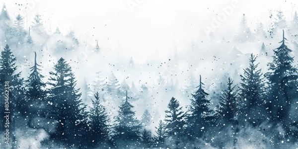 Fototapeta Winter Wonderland Snowfall Background Generative AI