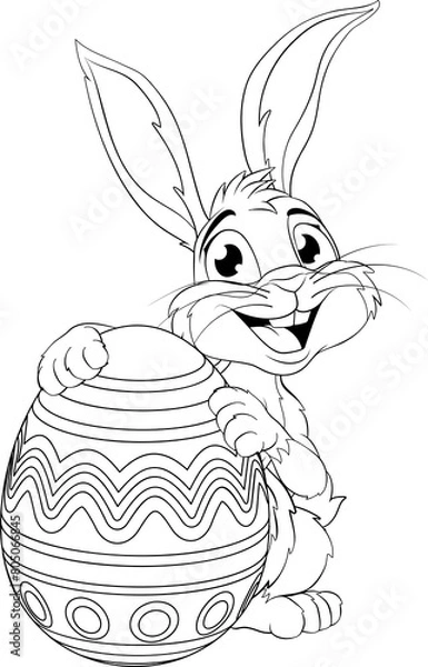 Fototapeta Easter Bunny and Chocolate Egg Rabbit Cartoon