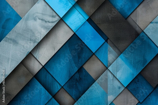 Fototapeta bold geometric shapes of cerulean and charcoal gray, ideal for an elegant abstract background