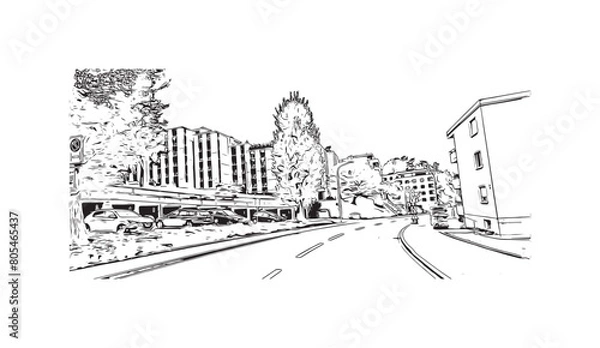 Obraz Print Building view with landmark of St. Gallen is the
city in Switzerland. Hand drawn sketch illustration in vector.