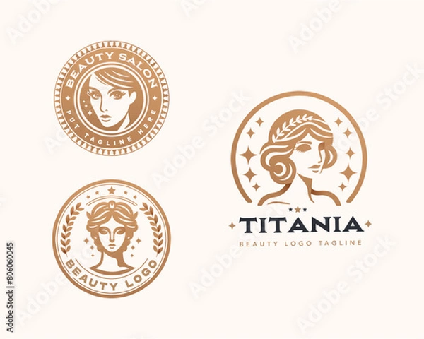 Fototapeta Vector elegant beauty woman salon logo design collections for company