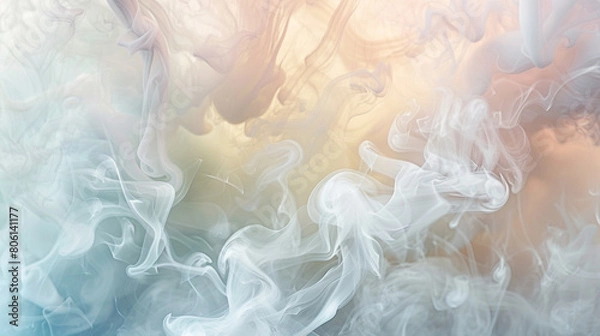 Fototapeta Delicate tendrils of smoke in soft pastels, curling and twisting against a muted canvas for a gentle, dreamy effect.