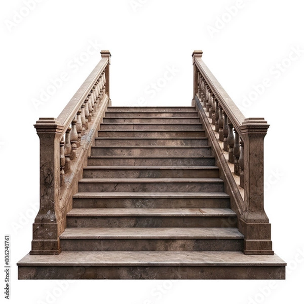 Fototapeta Brown stairs isolated on a transparent background 
