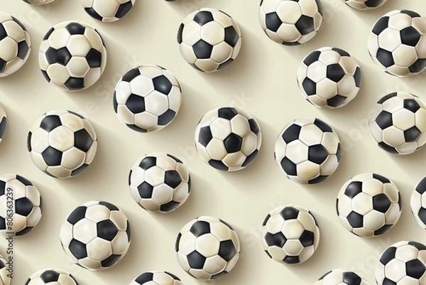 Fototapeta Seamless Pattern of Classic Black and White Soccer Balls