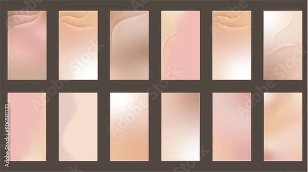 Fototapeta Nude gradient. Pastel nude background set, modern gradient vector design. Trendy screen.