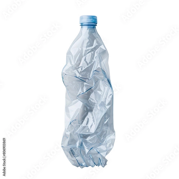 Fototapeta Crumpled Plastic Bottle isolated transparent, Generative AI