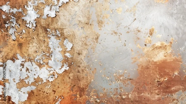 Fototapeta blank copper grunge texture, little scratches, copy and text space, 16:9