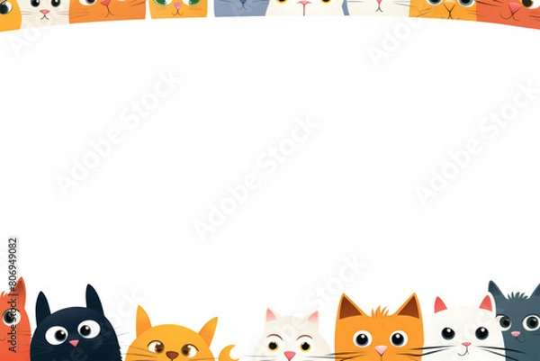 Fototapeta cartoon cute cats isolated on white