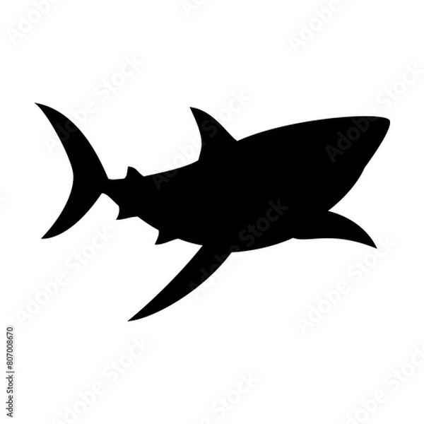 Fototapeta Shark silhouette flat illustration on isolated background