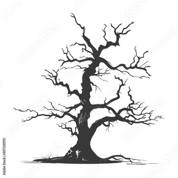 Fototapeta Silhouette dead tree full black color only