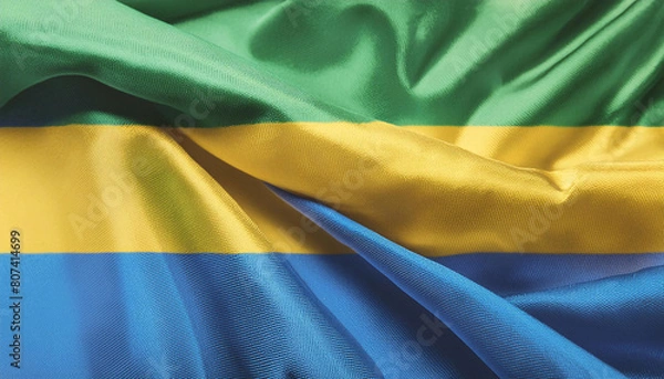 Fototapeta Realistic Artistic Representation of The Gabonese Republic waving flag