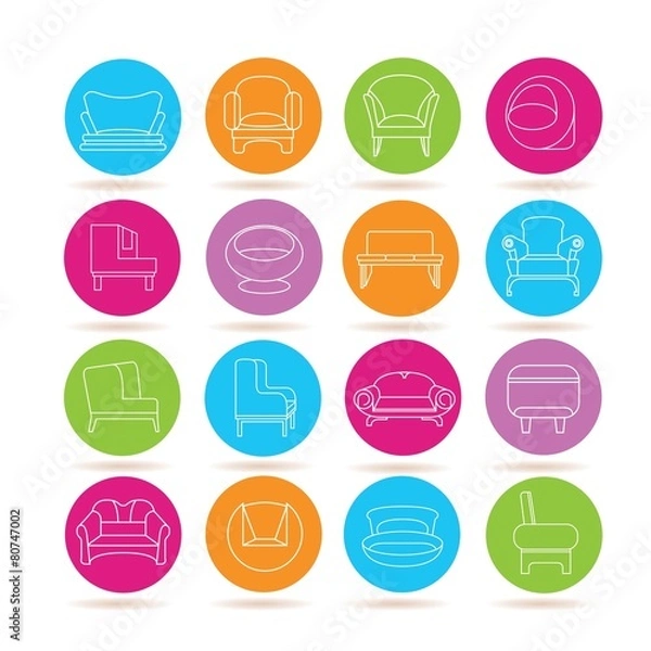 Fototapeta sofa icons