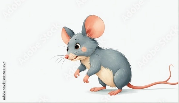 Fototapeta cute mouse on plain white background from Generative AI