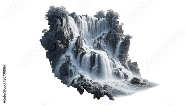 Fototapeta Waterfall isolated on white background
