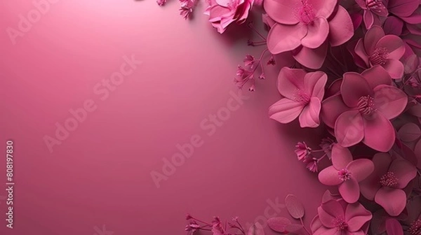 Fototapeta   Pink flowers against a pink backdrop Insert text or image here