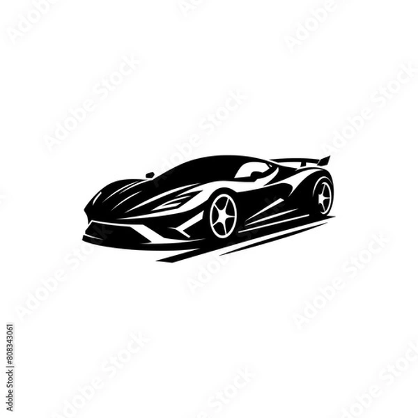 Fototapeta Car illustration, supercar, car silhouette, fast car, sports car, car side illustration