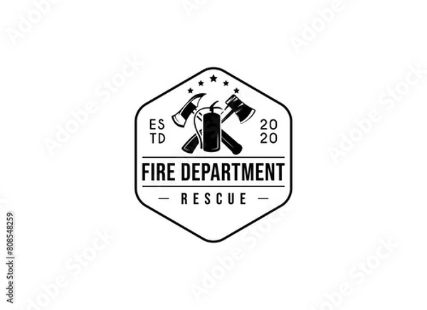 Fototapeta Fire department logos, modern and vintage style logo