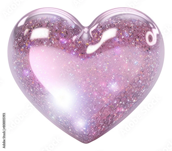 Fototapeta PNG Heart with glitter gemstone jewelry white background.