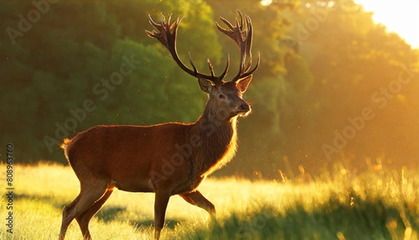 Fototapeta red deer in morning sun