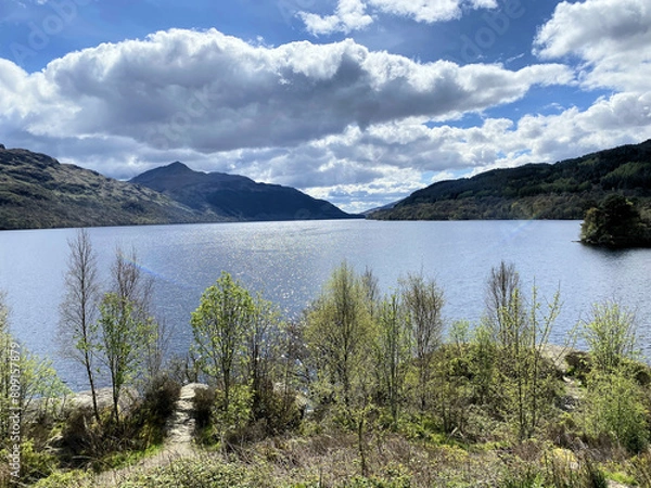 Fototapeta A view of Loch Lomond in Scotland on a sunny day