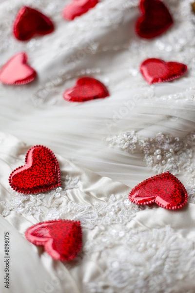 Obraz Sparse hearts on wedding dress