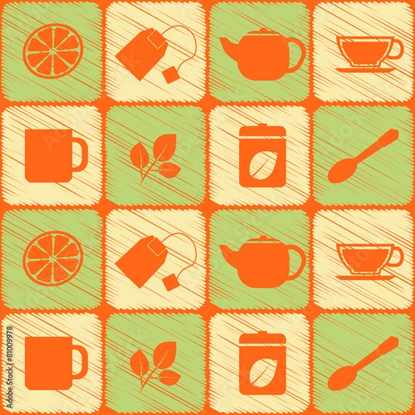 Fototapeta seamless background with accessories for tea