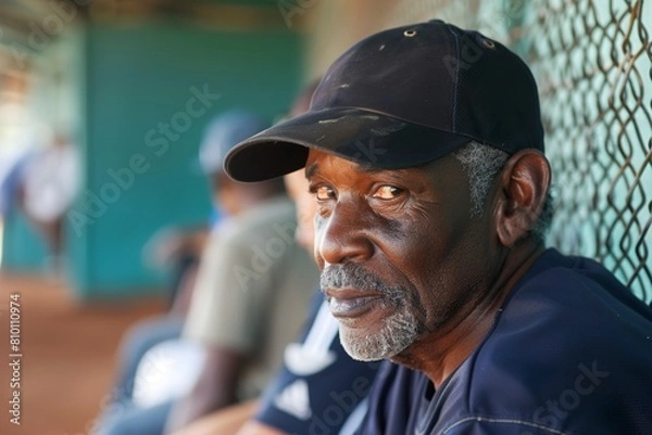 Fototapeta Photo of african american Baseball Coach Watching F