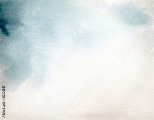 Obraz Very light blue color watercolor wash, pale flowing colors on watercolour paper, marbling, gentle gradient with natural textures. Background backdrop, organic texture. High resolution image.