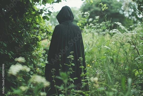 Fototapeta Eerie Forest Encounter: Mysterious Figure Amid Shadows