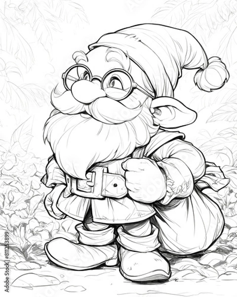 Fototapeta Coloring book, adorable gnomes in cartoon style.