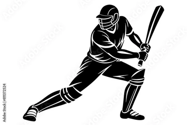 Fototapeta  a cricket player in silhouette hits a bat vector illustration 