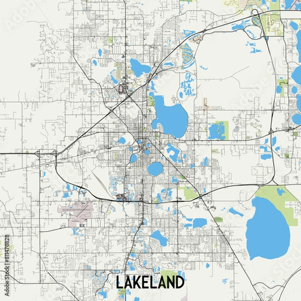 Fototapeta Lakeland, Florida, USA map poster art