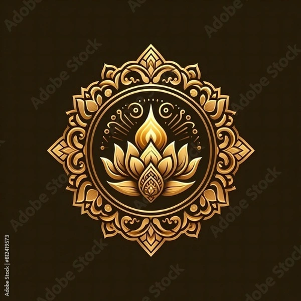 Fototapeta AI Generate of Luxury Premium Symbol Vector of Vesak Day with Lantern, Candle Light, Lotus