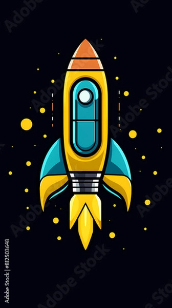 Fototapeta Cartoon rocket illustration