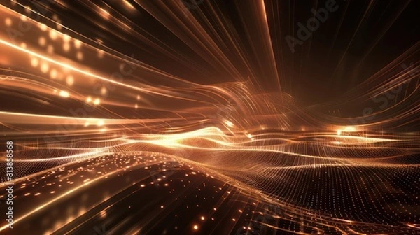 Fototapeta golden light rays on black background with abstraction pattern for spark template on a spectacular backdrops