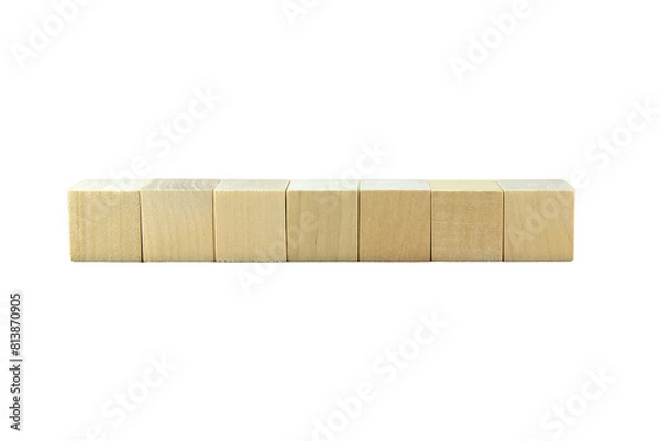 Fototapeta Wooden blocks, wooden toys, space for letters isolated on white background.