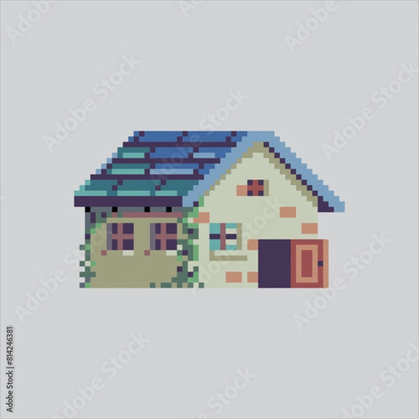 Fototapeta Pixel art illustration House. Pixelated Home. House Home Building pixelated for the pixel art game and icon for website and video game. old school retro.