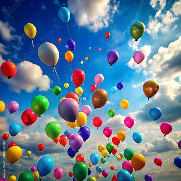 Fototapeta colorful balloons flying in sky