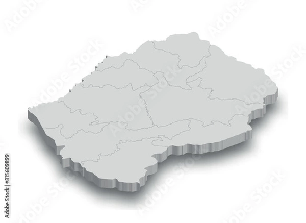 Obraz 3d Lesotho white map with regions isolated