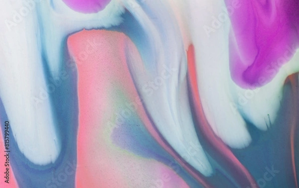 Fototapeta Swirls of vibrant blue, pink, and white merge fluidly, resembling an abstract.