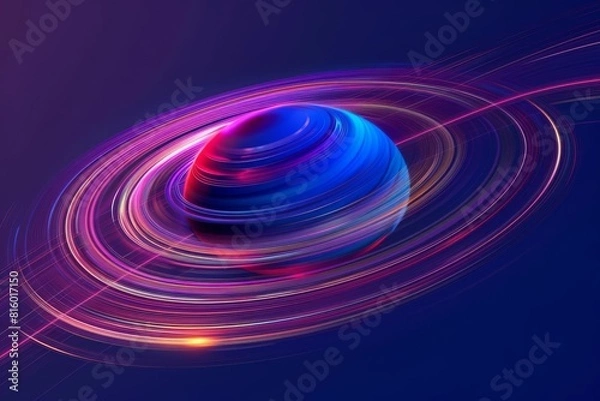 Fototapeta Saturn rings flat design front view cosmic phenomenon theme water color Complementary Color Scheme