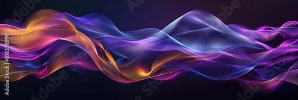 Fototapeta Vibrant waves of digital silk in neon colors